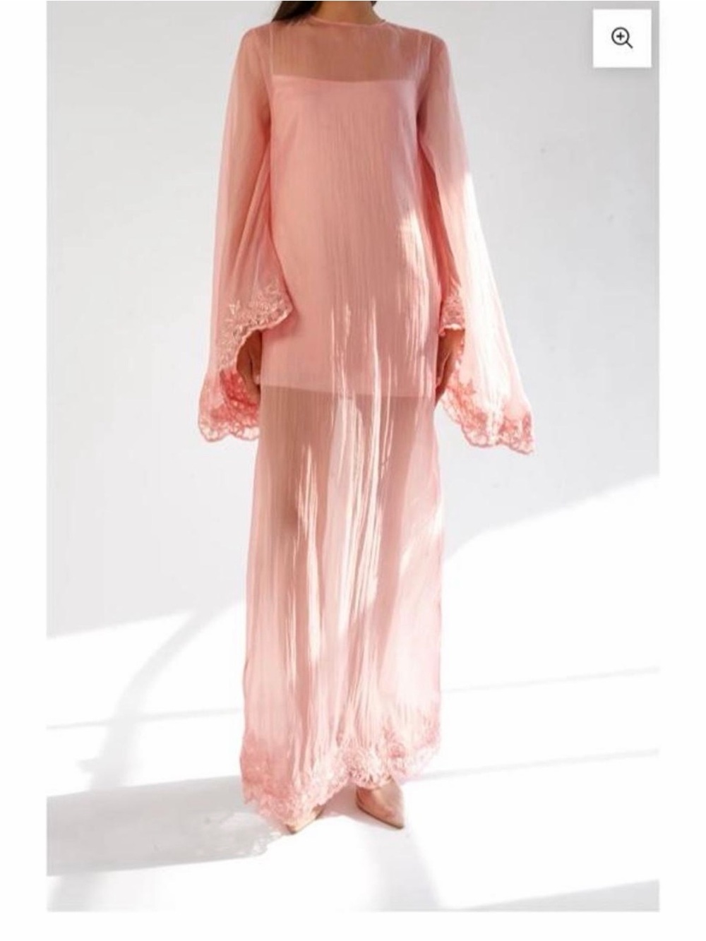 NWOT Yellow the Label elowen organza Sheer Pink Lace-Trim dress